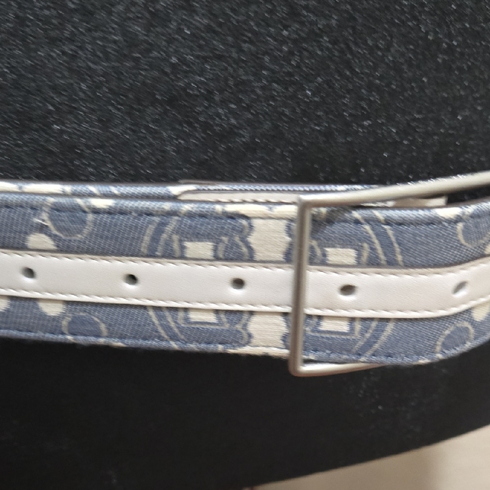 Tory Burch Denim and White Patterned Belt - Picture 2 of 5